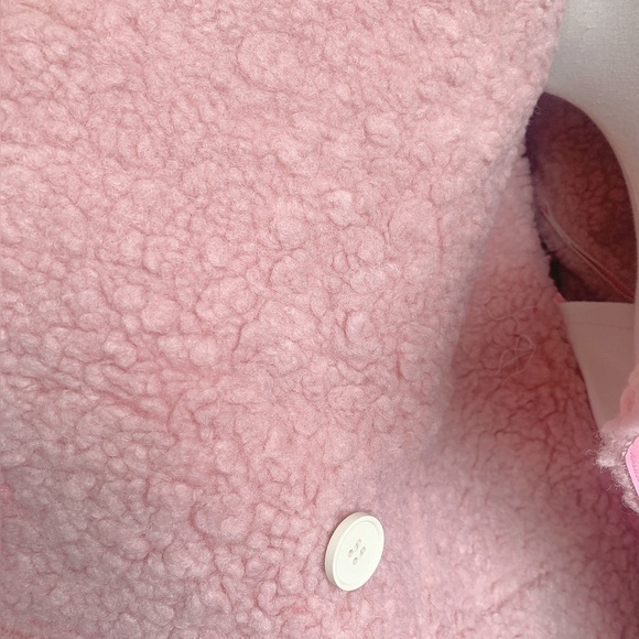 Pink Cropped Faux Leather Sherpa Jacket NWT L - Picture 7 of 9